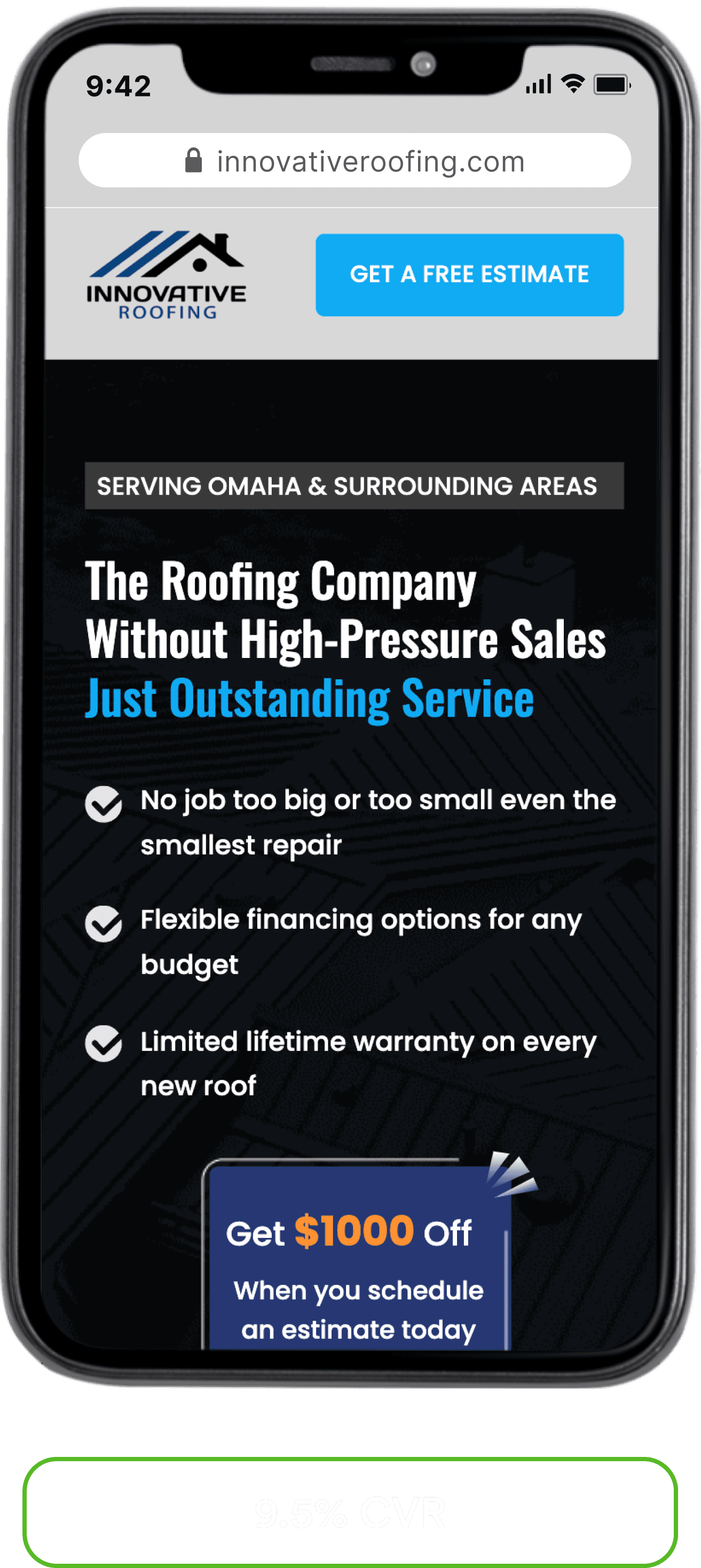 Innovative Roofing landing page