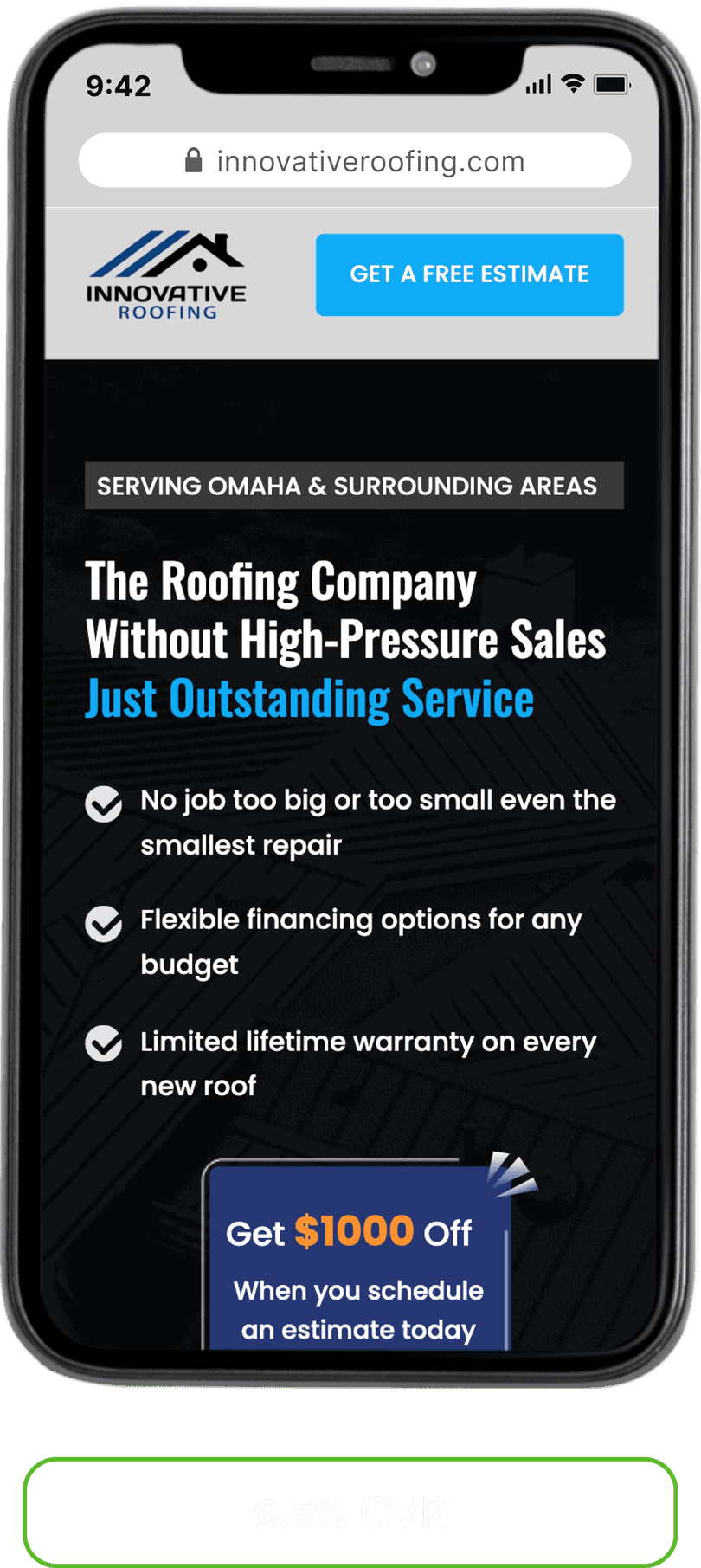 Innovative Roofing landing page