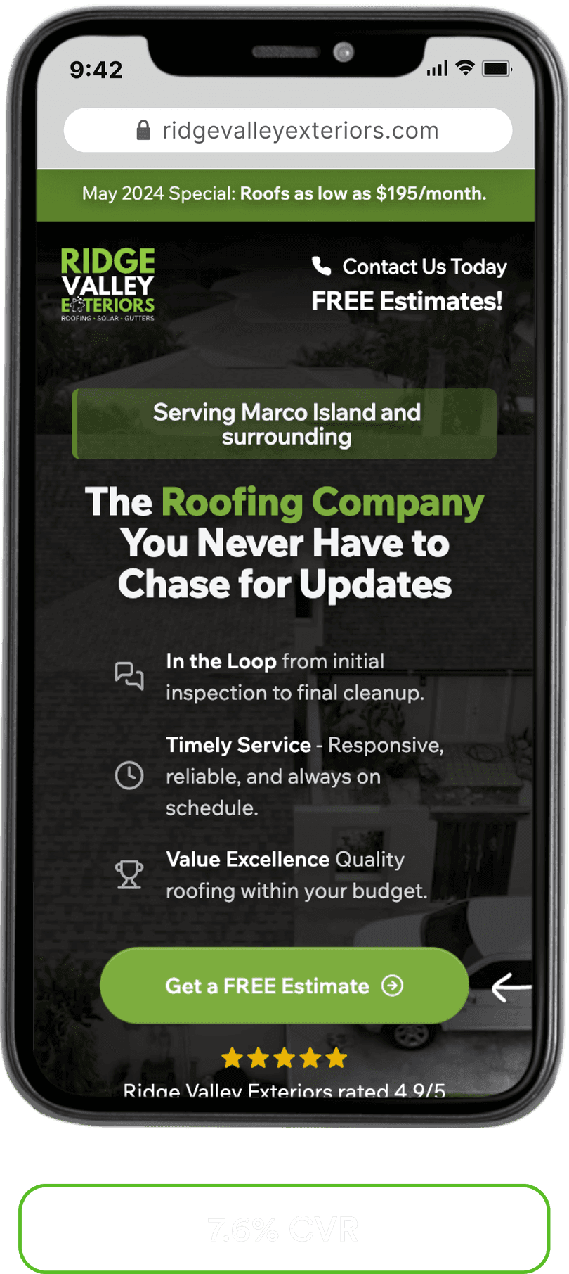 Ridge Valley landing page