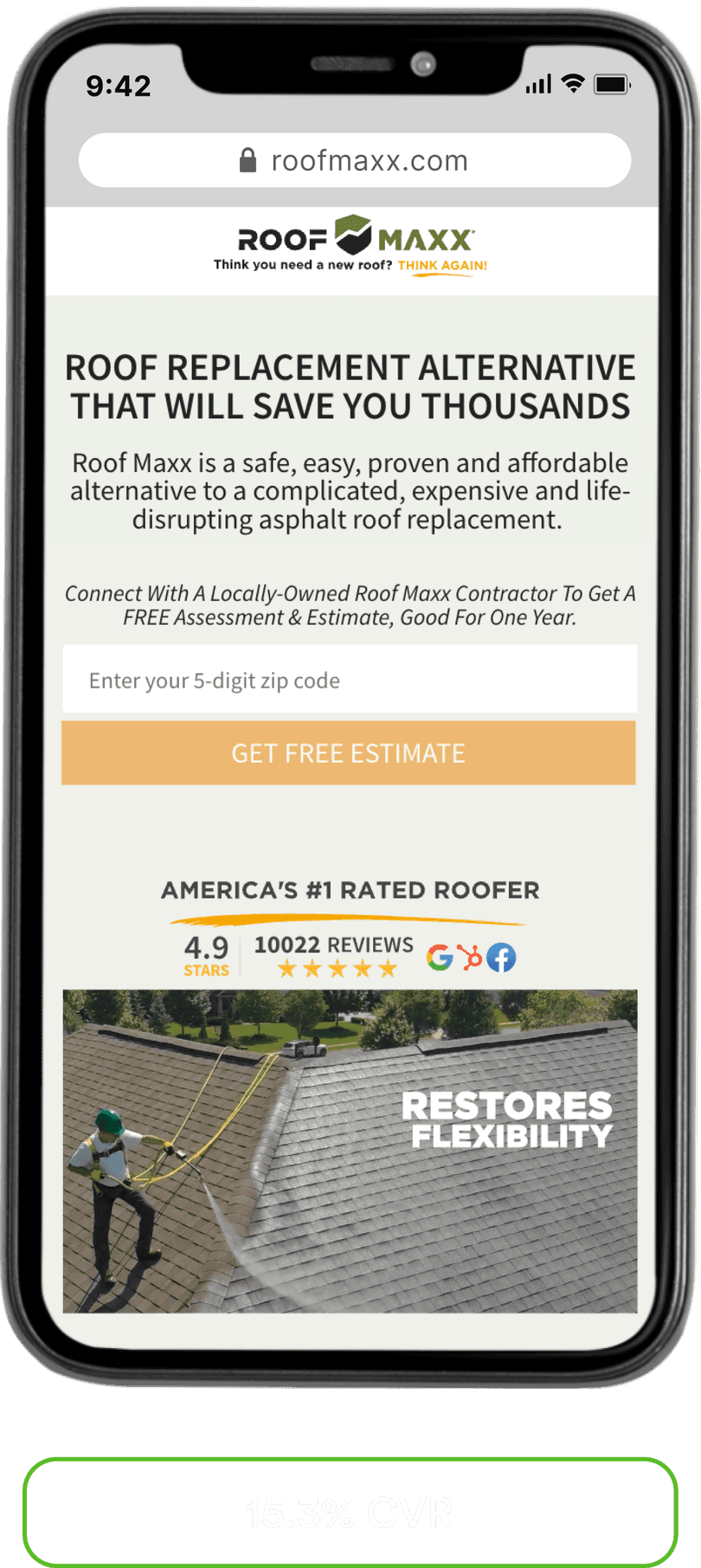 Roof Maxx landing page