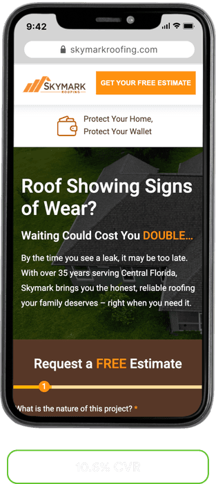Skymark Roofing landing page