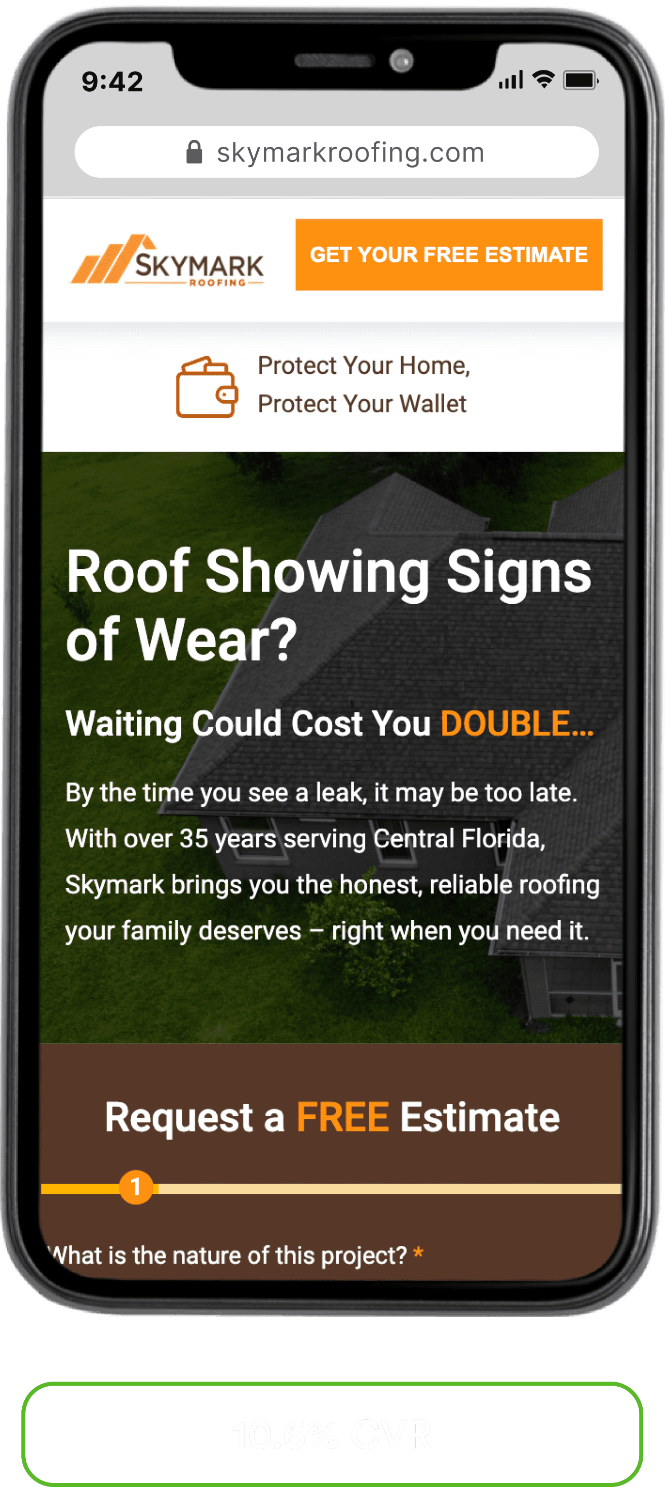 Skymark Roofing landing page