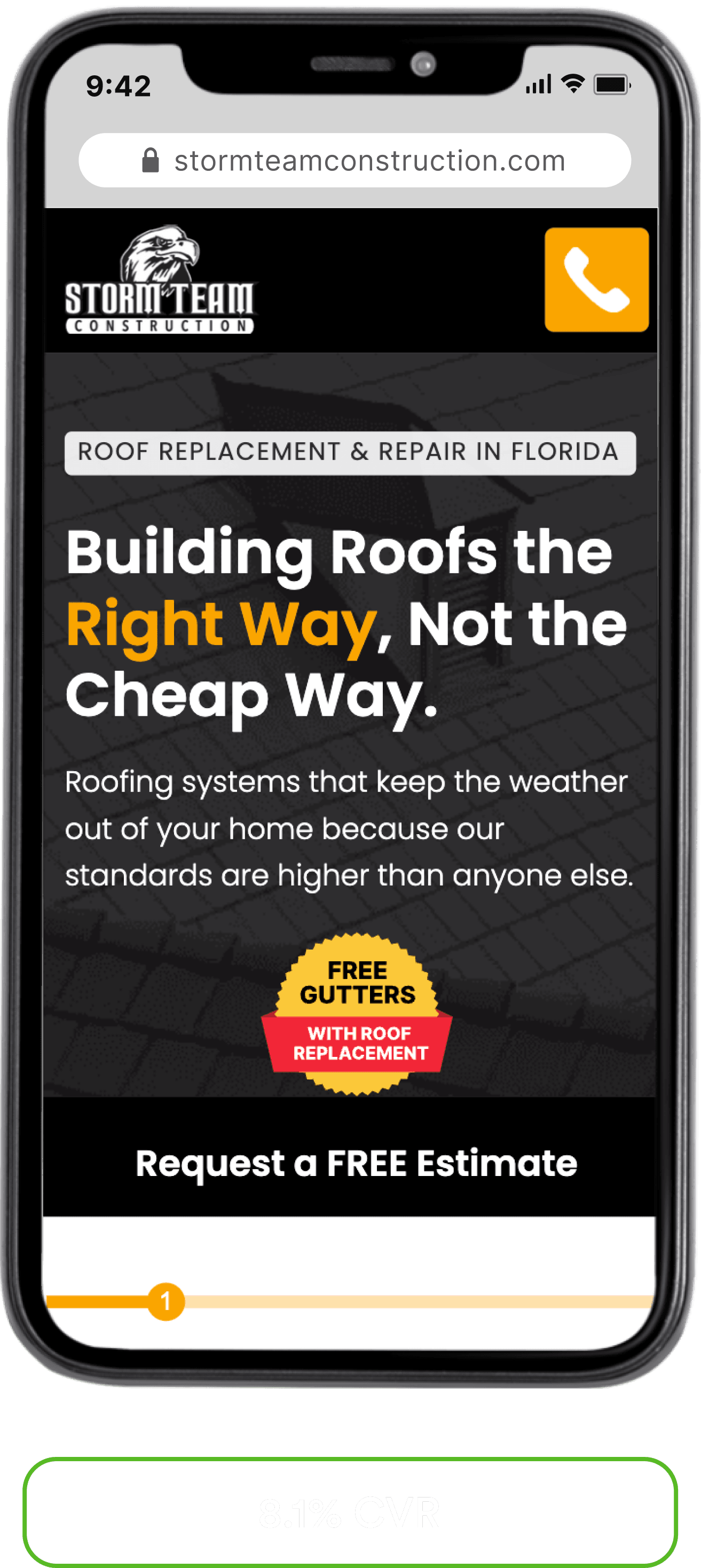 Storm Team Construction landing page