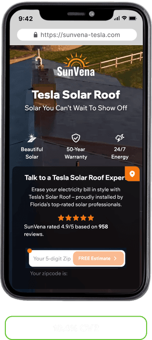 SunVena Solar landing page