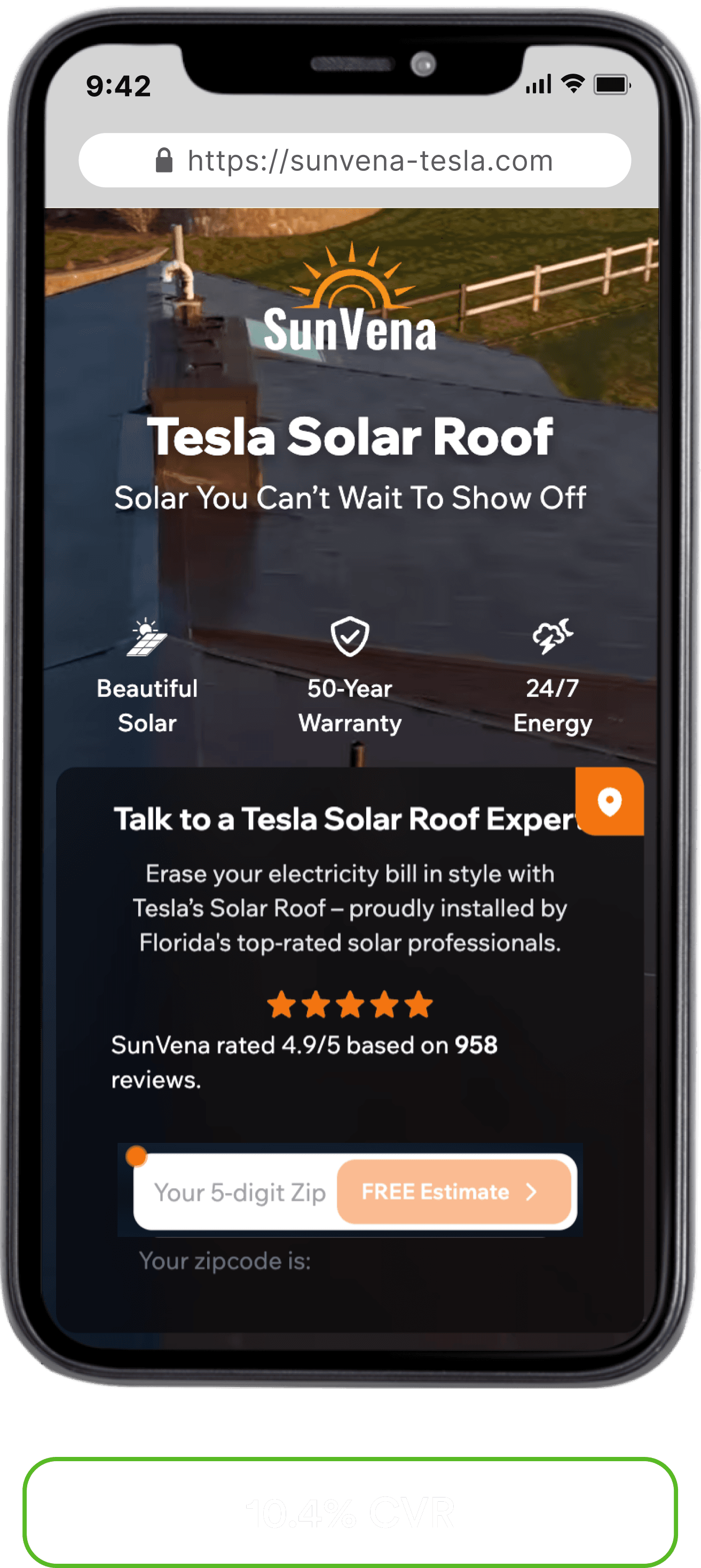 SunVena Solar landing page